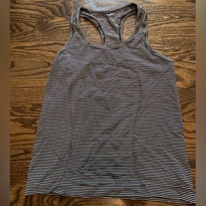 Lululemon black and white striped racer back tank